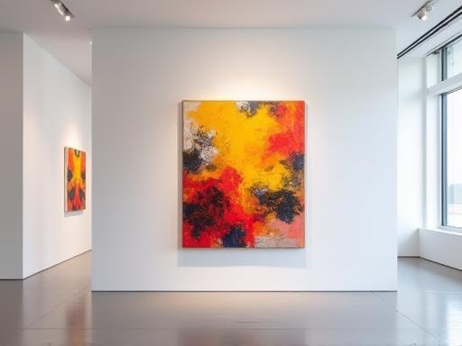 Abstract painting displayed in a gallery